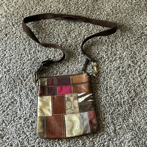 Y2K Coach Women's Patchwork Brown Leather Crossbody Bag - Picture 1 of 8